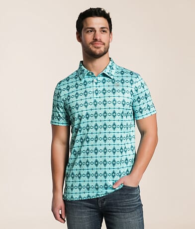 Rock & Roll Denim Aztec Stretch Polo front view