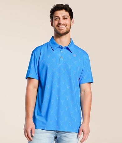 Rock & Roll Denim Skull Polo front view