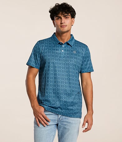 Rock & Roll Denim Medallion Performance Polo front view
