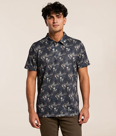 Rock & Roll Denim Conversational Performance Polo front view