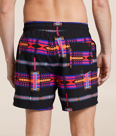 Rock &amp; Roll Denim Aztec Swim Trunks BACK