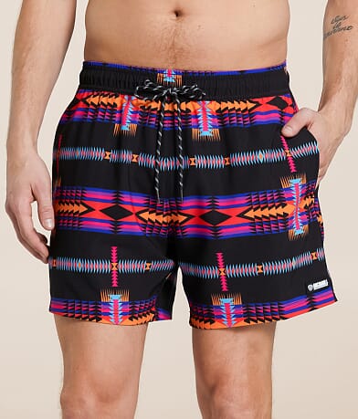 Rock & Roll Denim Aztec Swim Trunks front view