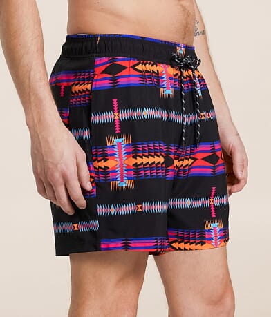 Rock &amp; Roll Denim Aztec Swim Trunks FULL_RIGHT_SIDE