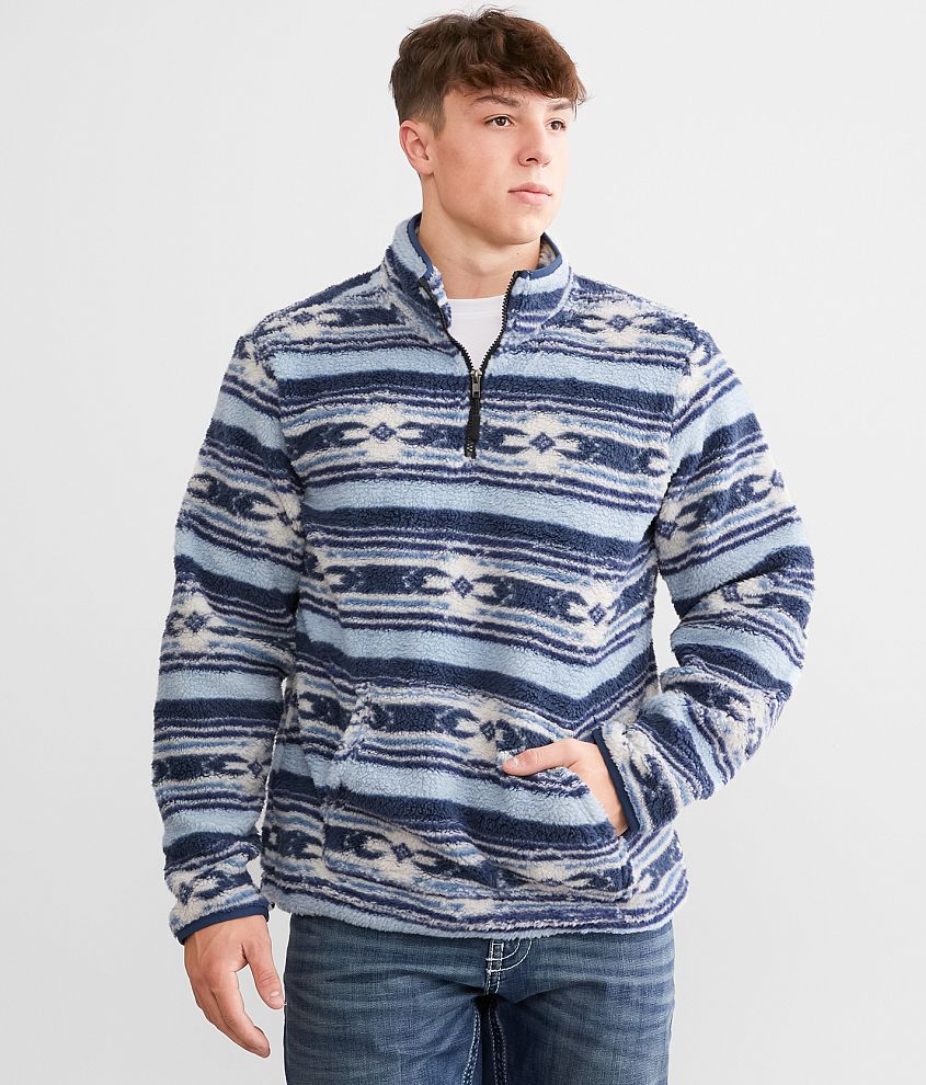 Rock & Roll Denim Southwestern Sherpa Quarter Zip Pullover - Men's