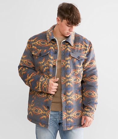 Rock & Roll Denim Aztec Brushed Shacket front view