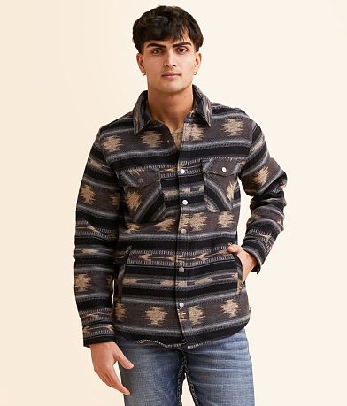 Rock & Roll Denim Aztec Stripe Shacket - Men's Coats & Jackets in Black ...