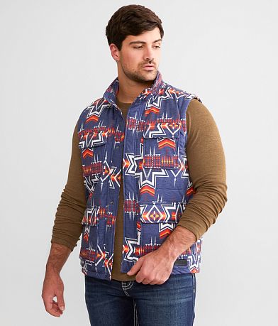 Rock & Roll Denim Melange Puffer Vest front view