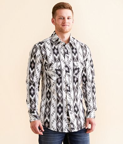 Rock & Roll Denim Aztec Striped Stretch Shirt front view