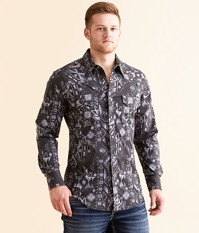 Rock & Roll Denim Aztec Stretch Shirt front view