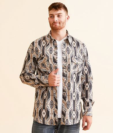 Rock & Roll Denim Serape Stripe Stretch Shirt front view
