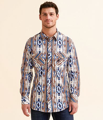 Rock & Roll Denim Southwestern Stretch Shirt front view