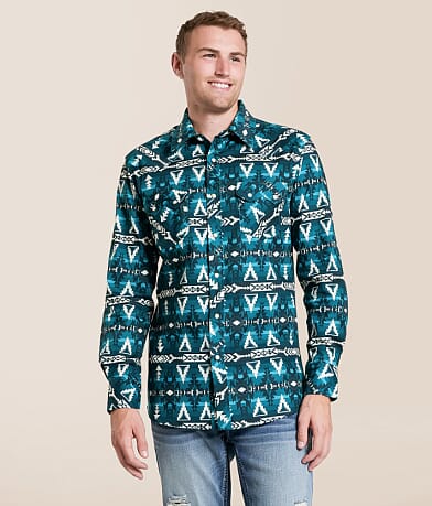 Rock & Roll Denim Aztec Stretch Shirt front view