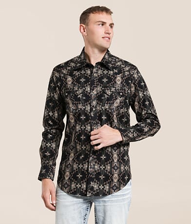 Rock & Roll Denim Aztec Stretch Shirt front view