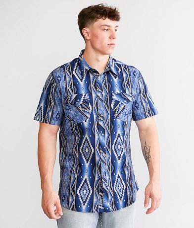 Rock & Roll Denim Aztec Stretch Shirt front view