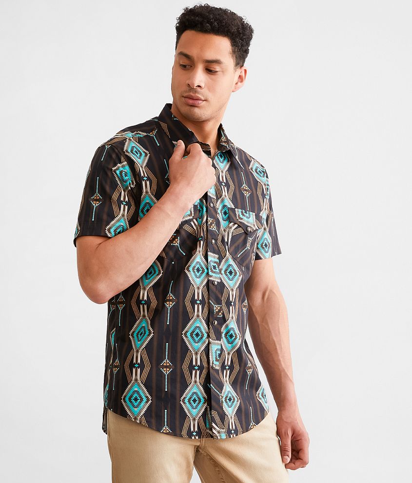 Rock & Roll Denim Western Aztec Stretch Shirt