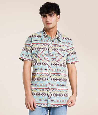 Rock & Roll Denim Aztec Stretch Shirt front view
