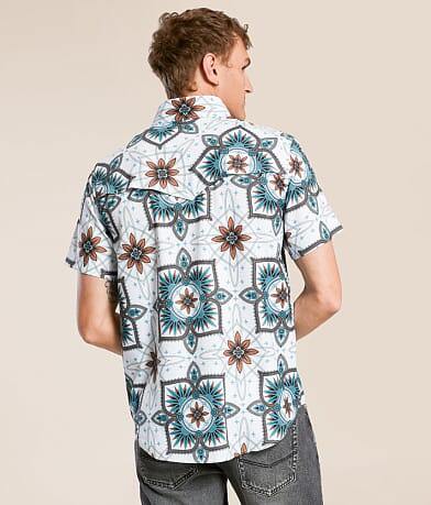 Rock &amp; Roll Denim Medallion Tek Stretch Shirt back view