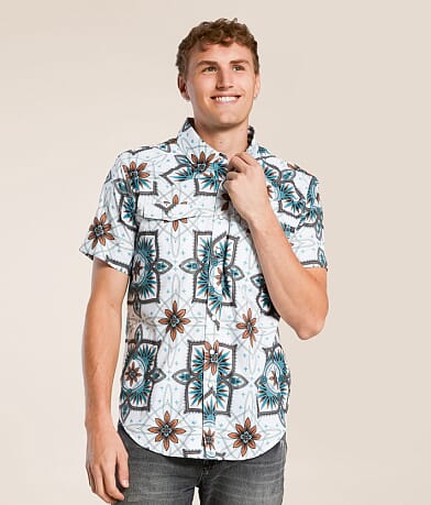 Rock & Roll Denim Medallion Tek Stretch Shirt front view