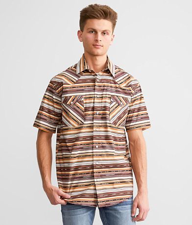 Panhandle Serape Aztec Striped Stretch Shirt front view