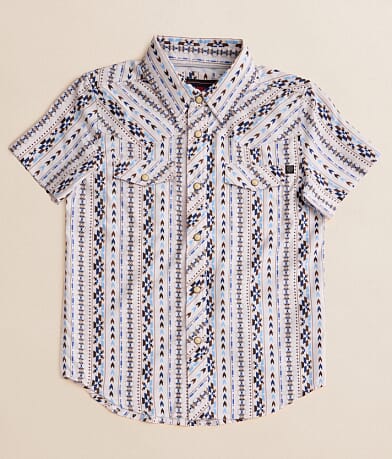  Boys - Rock & Roll Denim Aztec Tek Stretch Shirt front view