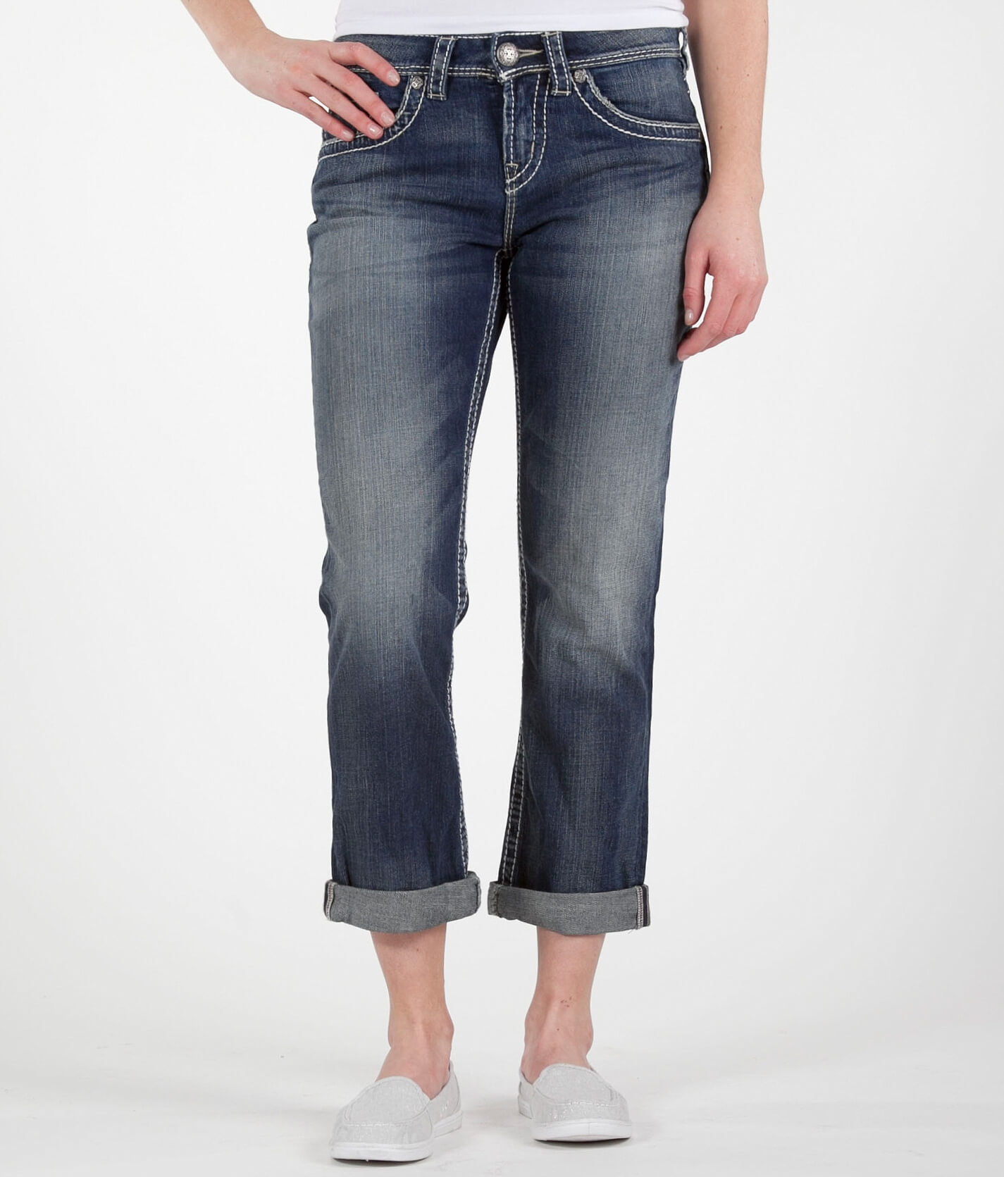 silver jean capris