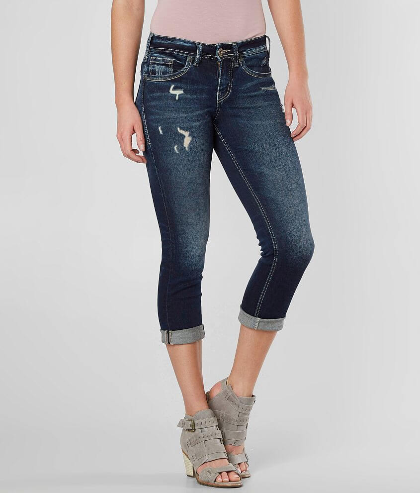 Silver Suki Stretch Cropped Jean front view