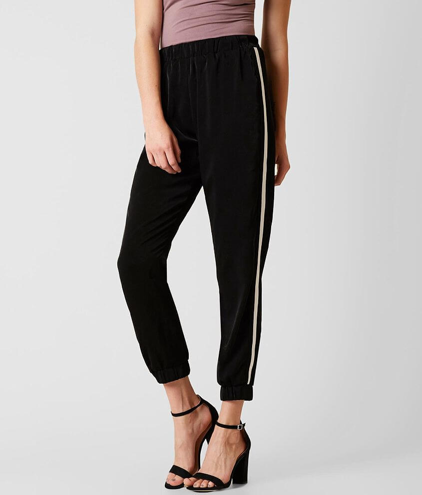 Women's Black Joggers with Stripe Rib Cuffs, Co-ord Sets