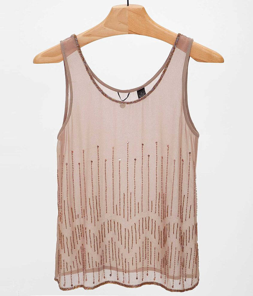 BKE Boutique Beaded Tank Top - Women's Tank Tops in Taupe | Buckle