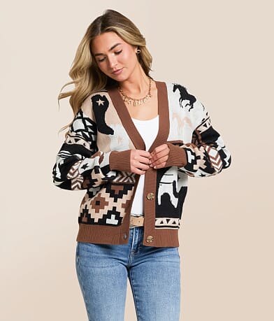 Wrangler® Western Cardigan Sweater front view