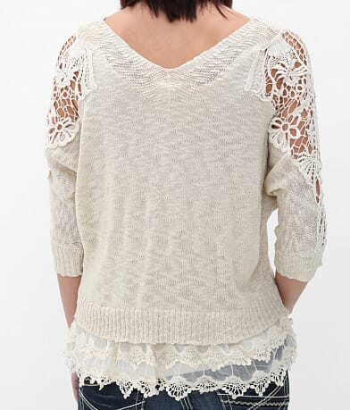 Daytrip Crochet Applique Sweater BACK