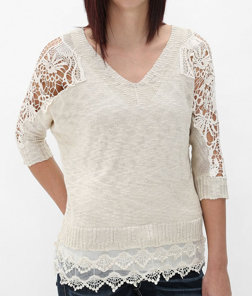 Daytrip Crochet Applique Sweater front view