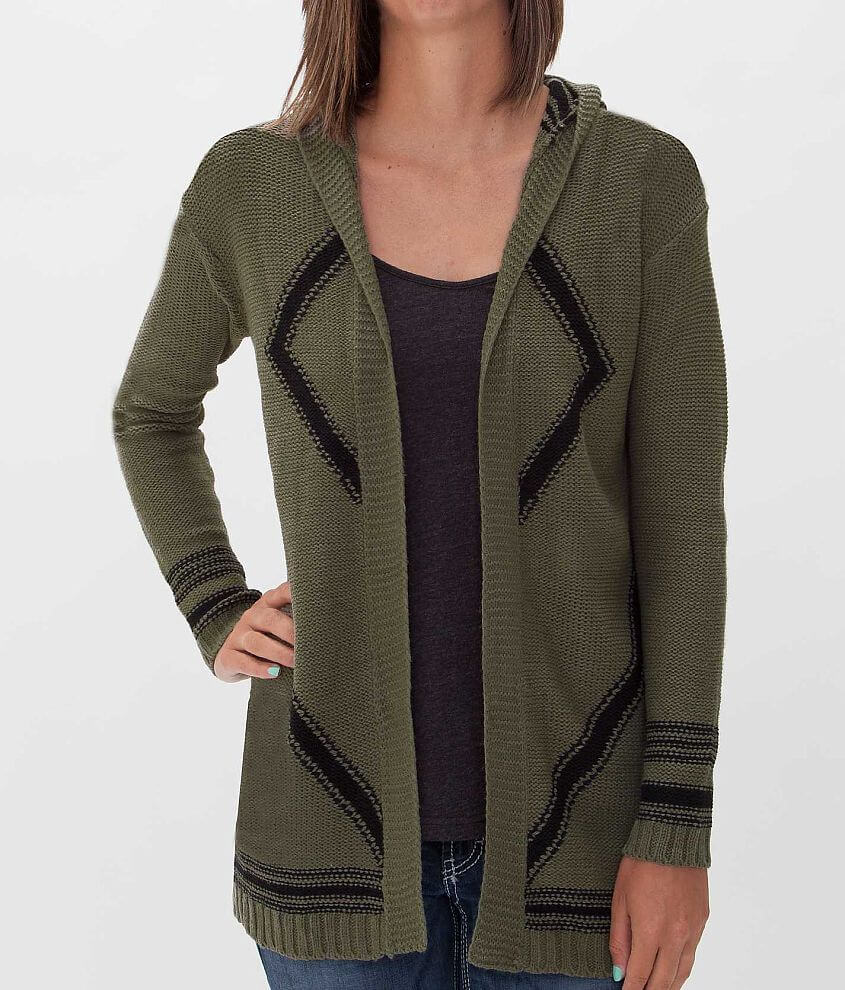 Daytrip Hooded Cardigan Sweater Women's Sweaters in Olive Black Buckle