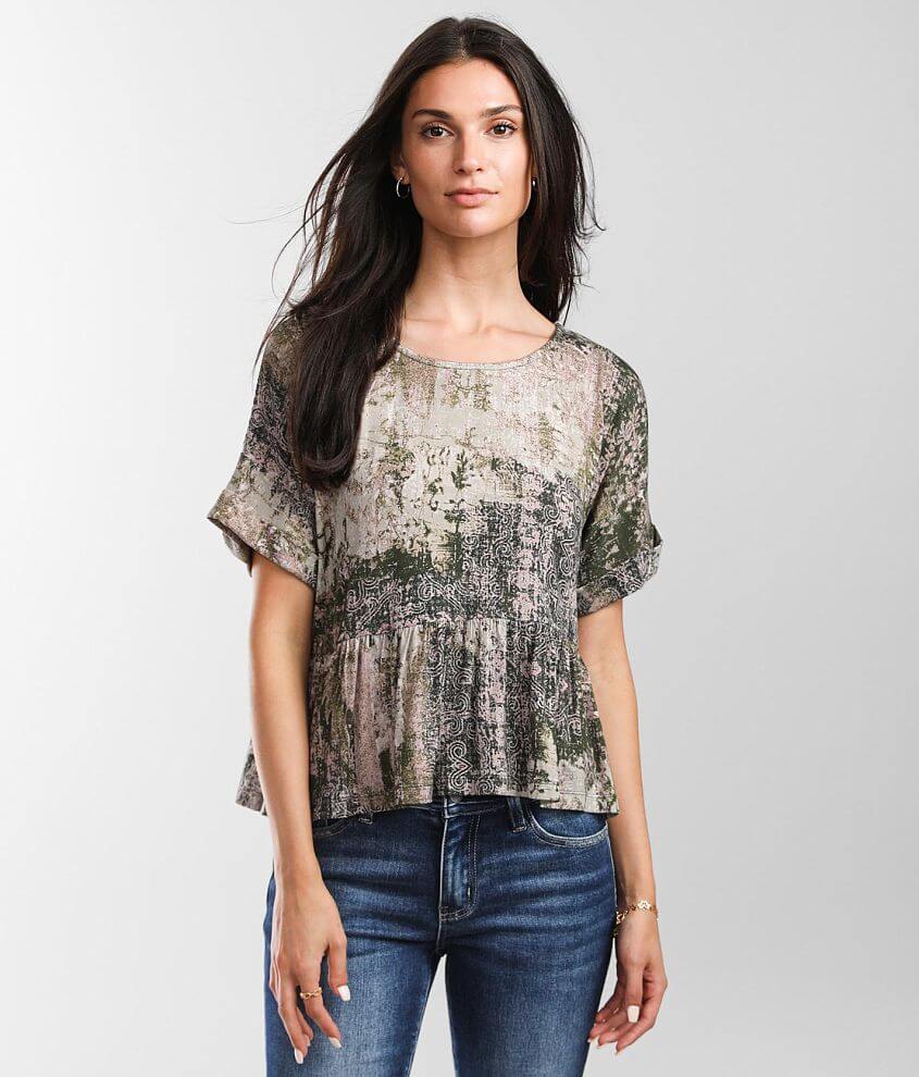 Daytrip Mixed Print Top front view