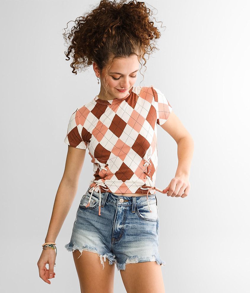 FITZ &#43; EDDI Printed Lace-Up Top front view