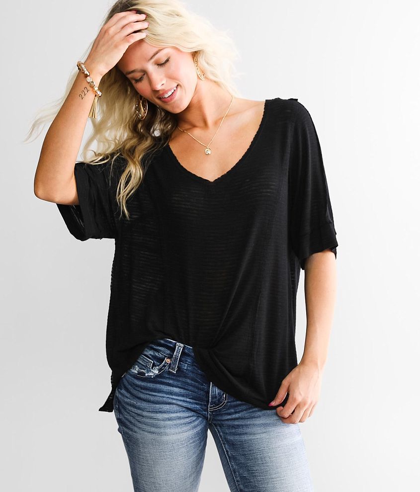 BKE Raw Edge Dolman Top front view