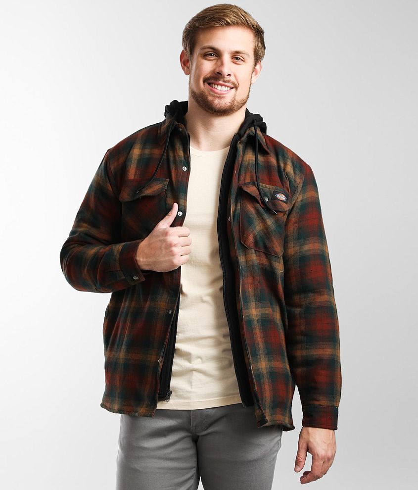 Dickies® Flannel Plaid Shacket - Men's Coats/Jackets in Forest Brown ...