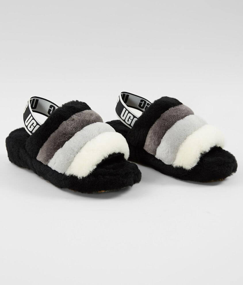 Ugg slides black 2025 white and grey