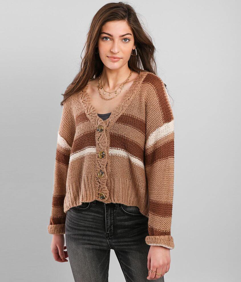 Wishlist Apparel Striped Cardigan Sweater - Women's Sweaters in Clay ...