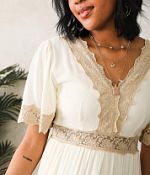 Wishlist Apparel Lace Trim Tiered Maxi Dress - Women's Dresses in Cream |  Buckle