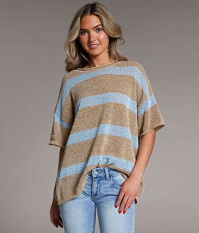 BKE Striped Knit Sweater front view