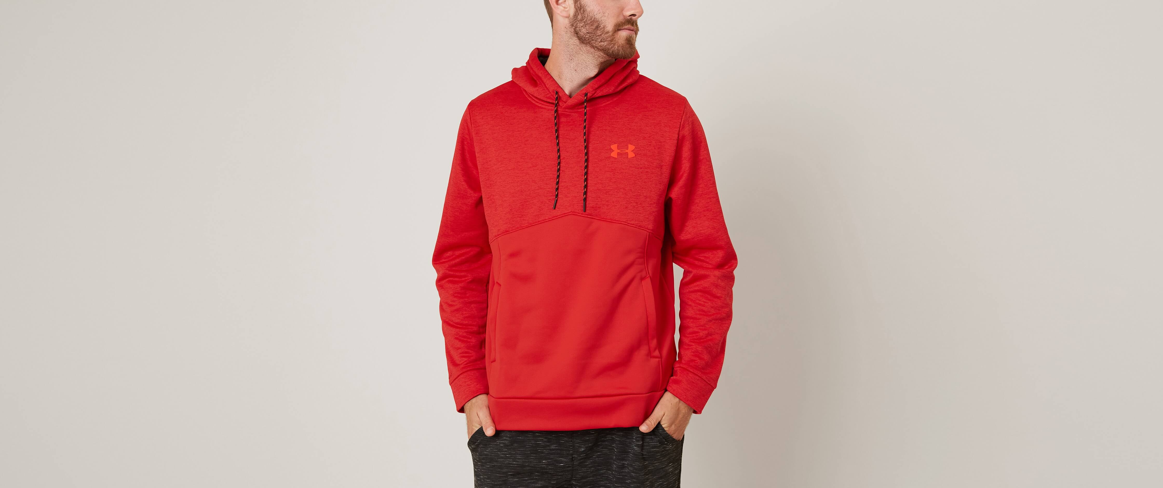 mens black and red under armour hoodie