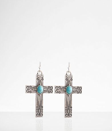 boutique by BKE Turquoise Cross Drop Earring front view