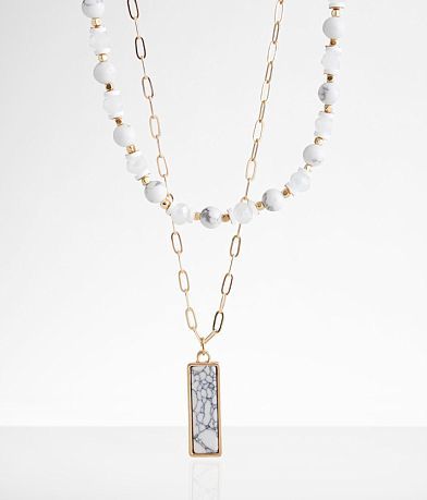boutique by BKE 2 Pack Stone Necklace Set front view