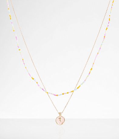boutique by BKE Rose Pendant Tiered Necklace front view