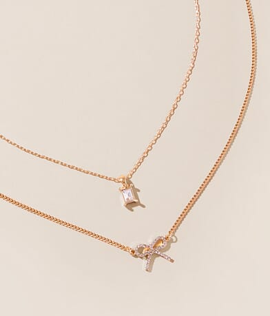 boutique by BKE 2 Pack Bow Necklace Set front view
