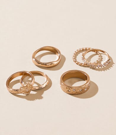 boutique by BKE 6 Pack Heart Ring Set front view