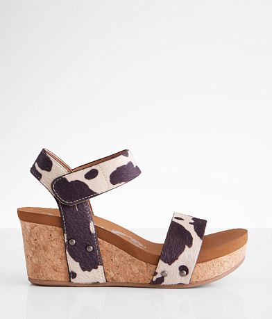 Very G Bonita Cow Print Wedge Sandal front view