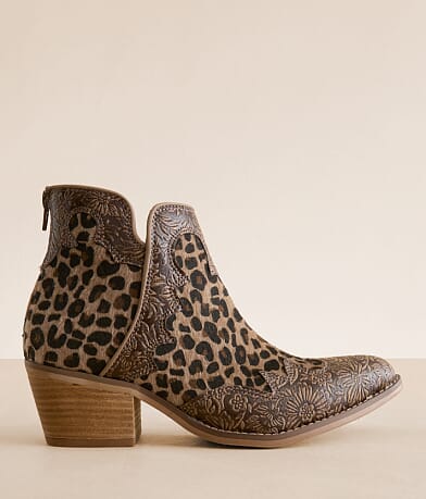 Very G Carly Leopard Floral Ankle Boot front view