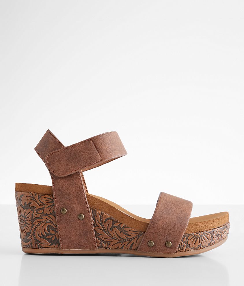Very G Heritage Floral Tooled Wedge Sandal front view
