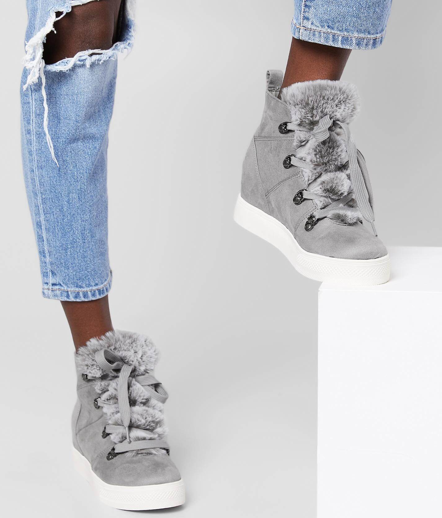 womens grey wedge shoes